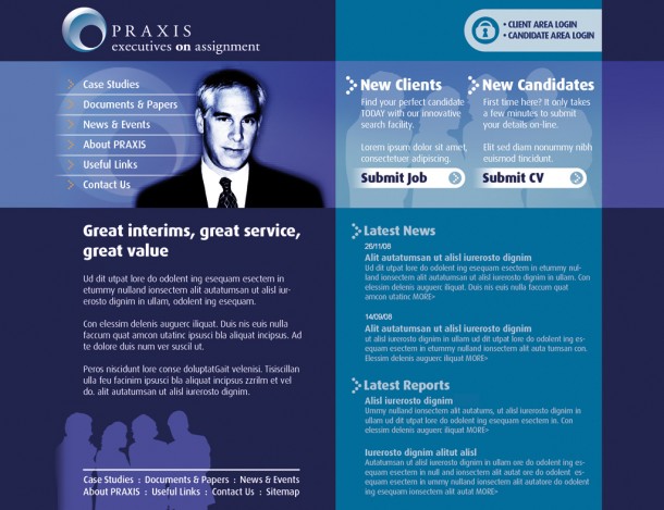 Praxis website design visual