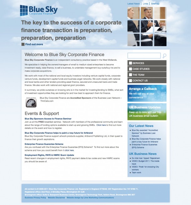 Blue Sky website Blue Sky website