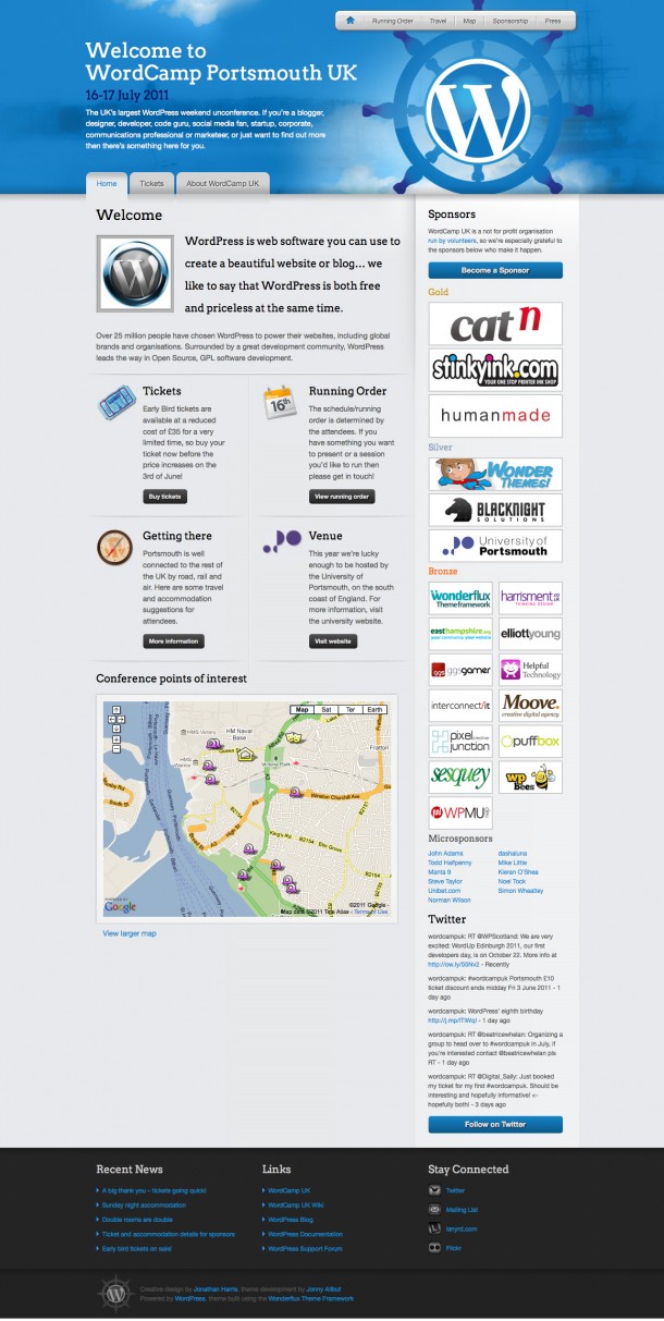 WordCamp Portsmouth UK 2011 website